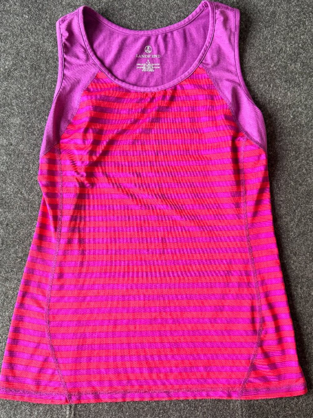 Lands’ End Purple Pink Striped Athletic Tank Small